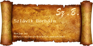 Szlávik Borbála névjegykártya
